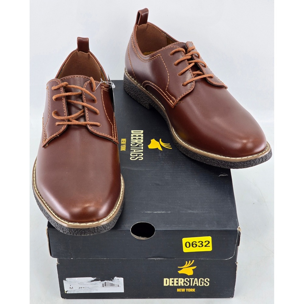 Deer Stags Zander Oxford Shoes Mens 6 Brown Simulated Leather -VG